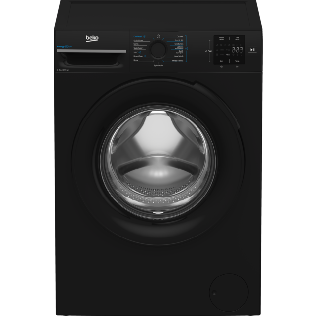 Beko BMN3WT3841B 8kg 1400 Spin RecycledTub Washing Machine - Black