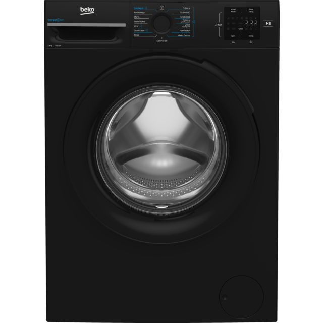Beko BMN3WT3841B 8kg 1400 Spin RecycledTub Washing Machine - Black