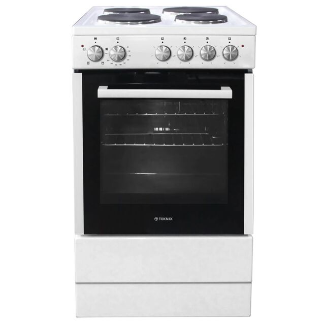 Teknix TKES54W/2 Solid Plate Single Oven Cooker White
