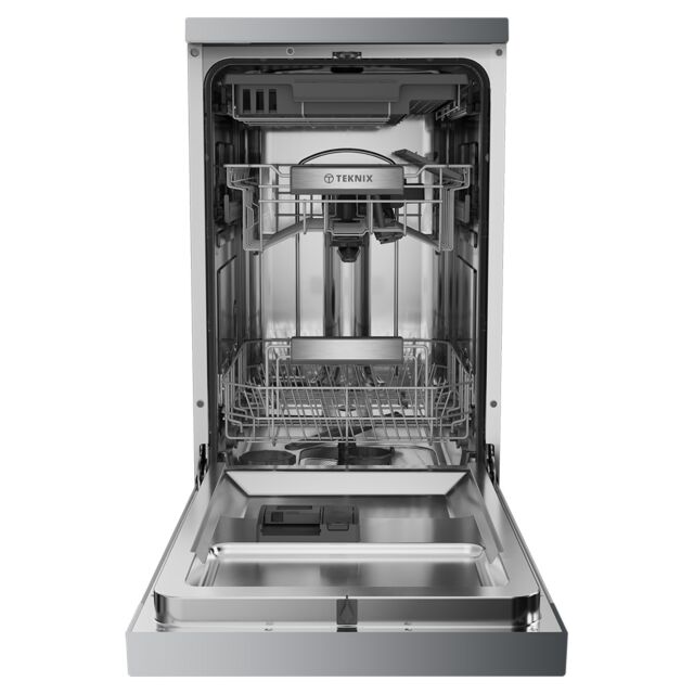 Teknix TX3FD458S Freestanding Dishwasher Slimline Silver