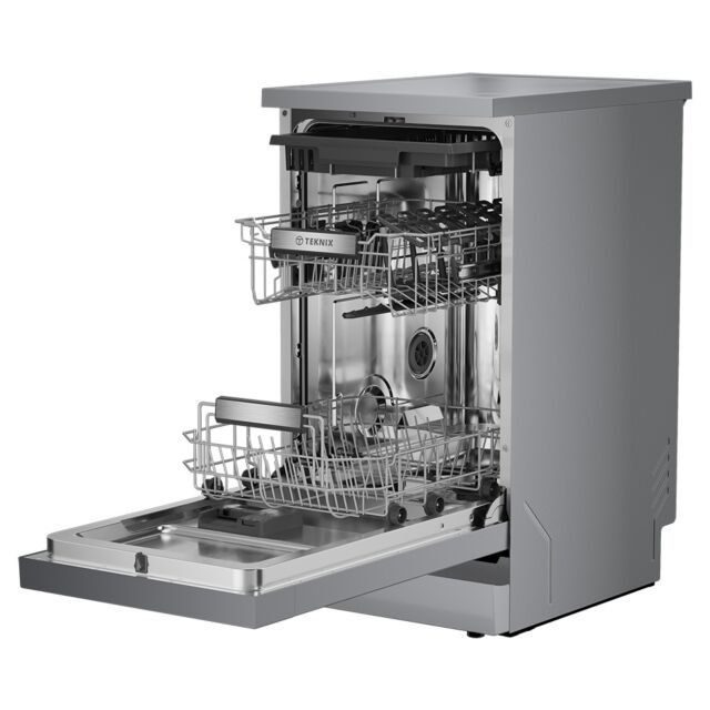 Teknix TX3FD458S Freestanding Dishwasher Slimline Silver