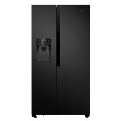 Teknix THSBS1791NBIX American Fridge Freezer Ice + Water Non-Plumb 90Cm Black Steel